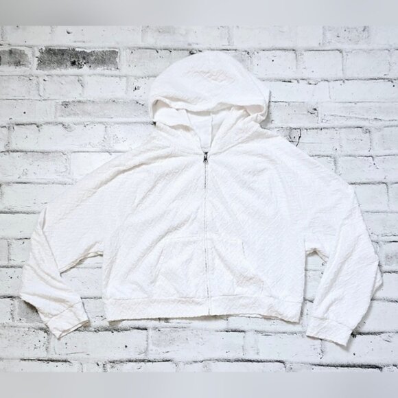 Victoria Secret On Point White Terrycloth Cropped Zip-Up Hoodie - Picture 4 of 9